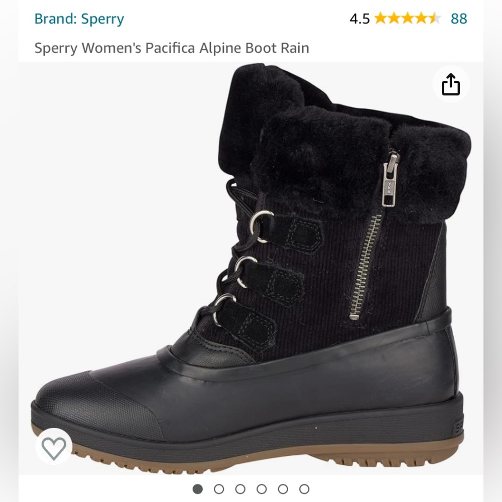 Sperry Pacifica Alpine Faux Fur Collar Boot Size 6